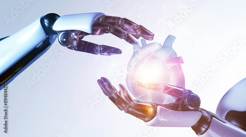 Robotic hands holding a glo...