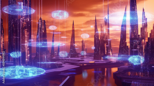 Futuristic metropolis with ...