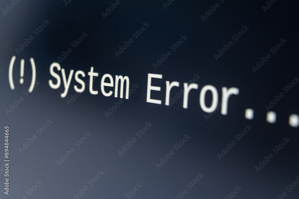 Computer black screen, indicating system error. Viruses and blocking of computer systems. Computer black screen, indicating system error. Viruses and blocking of computer systems.
