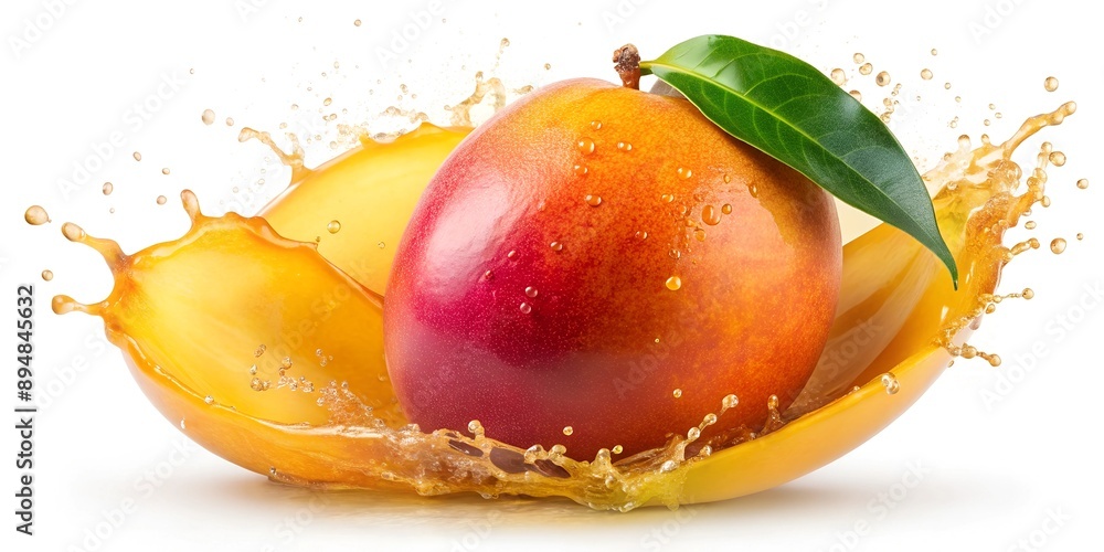 mango in juice splash isolated on a white background Generative By AI mango in juice splash isolated on a white background Generative By AI