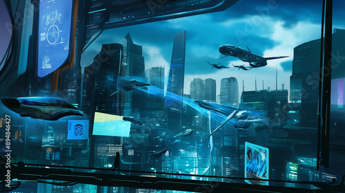 Futuristic smart city with ...