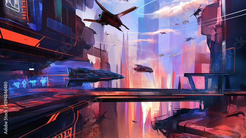 Digital futuristic cityscap...