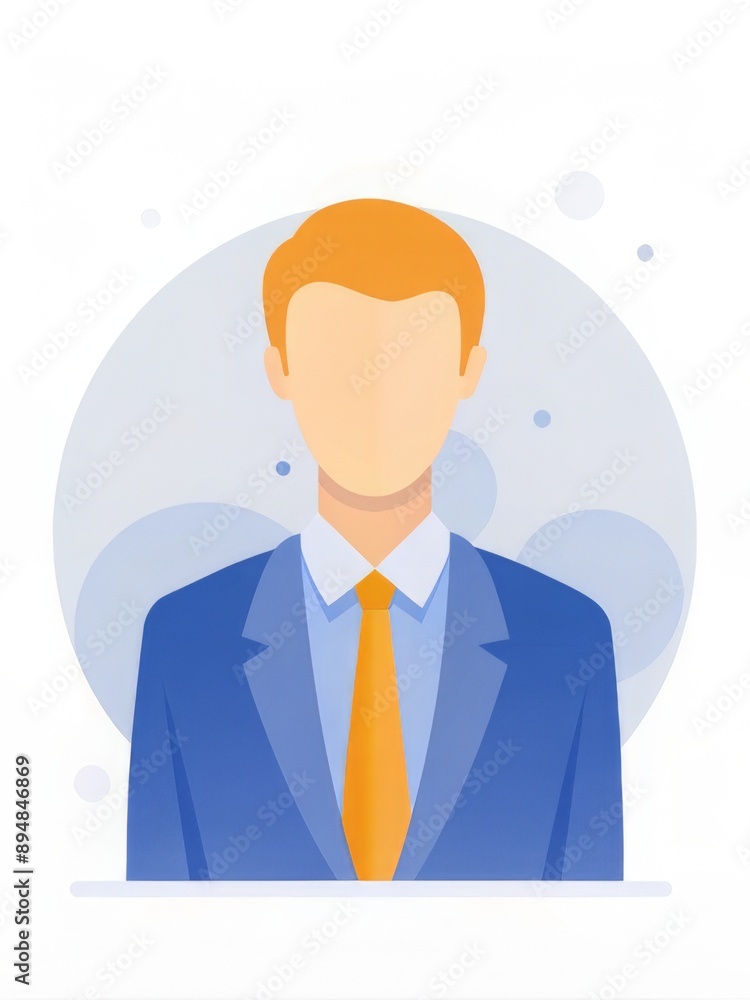 Illustration of a businessman in a blue suit and orange tie on an abstract background Illustration of a businessman in a blue suit and orange tie on an abstract background