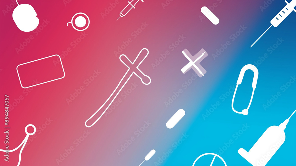 Medical instruments and healthcare symbols on a bright background. Medical instruments and healthcare symbols on a bright background.