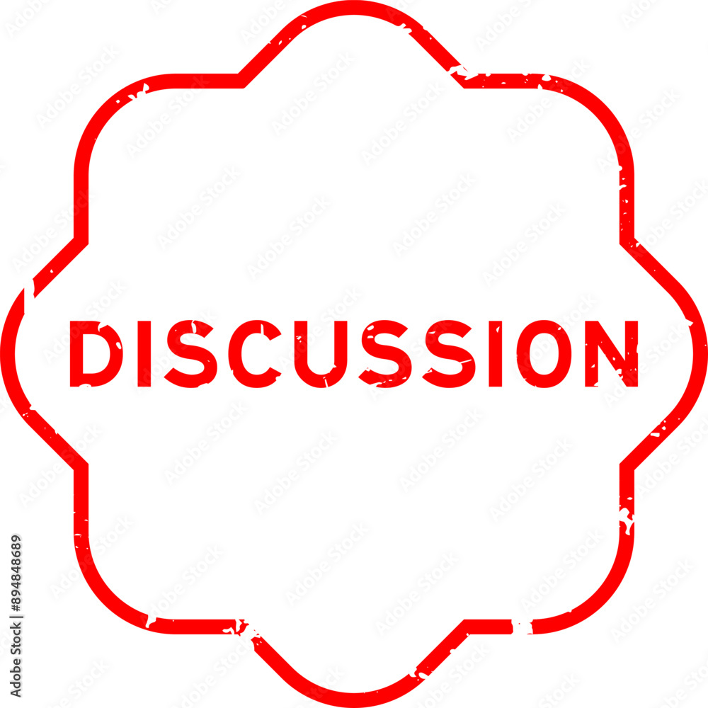 Fototapeta premium Grunge red discussion word rubber seal stamp on white background