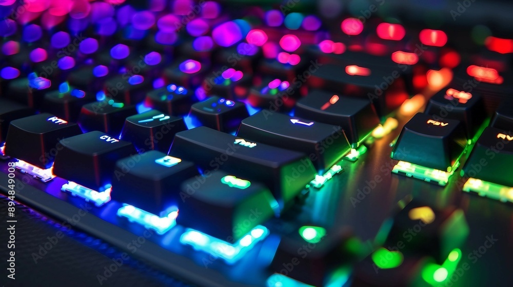 a close up of a computer keyboard with colorful lights a close up of a computer keyboard with colorful lights