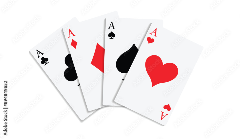 Set of Ace card suit isolated on white background Set of Ace card suit isolated on white background