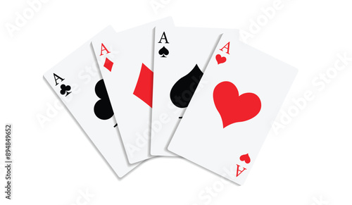 Set of Ace card suit isolated on white background