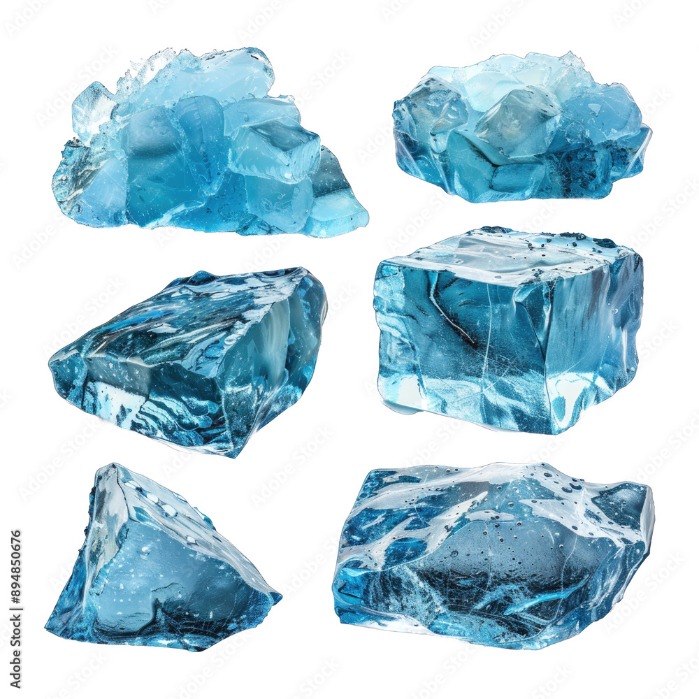 Big Ice bergs ice cubes isolated on transparent background cutout PNG Big Ice bergs ice cubes isolated on transparent background cutout PNG