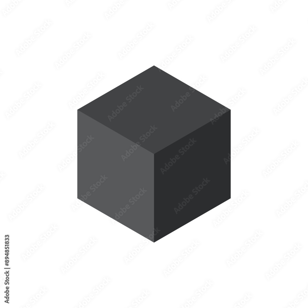 Black 3D cube. Isometric view. Vector illustration. Geometric shape. Black 3D cube. Isometric view. Vector illustration. Geometric shape.