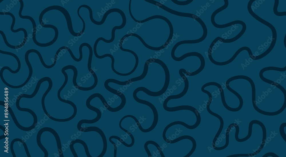 A seamless pattern of dark blue swirling lines on a teal background. A seamless pattern of dark blue swirling lines on a teal background.