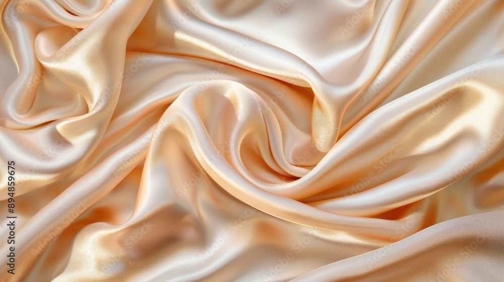 Tender peach beige silk satin fabric with elegant lines and soft folds. Tender peach beige silk satin fabric with elegant lines and soft folds.