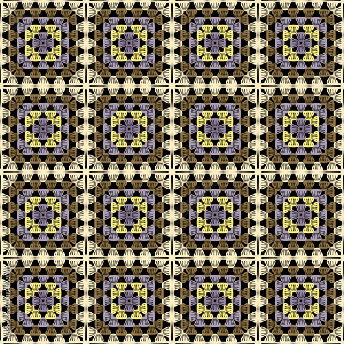Pattern with crochet granny square wallpaper handmade decorative art design print 