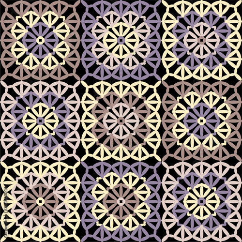 Pattern with crochet granny square wallpaper handmade decorative art design print 
