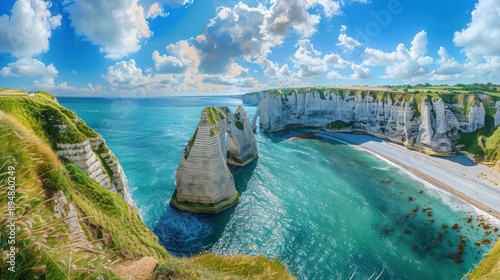 Stunning View of ?tretat Cliffs and Coastline photo