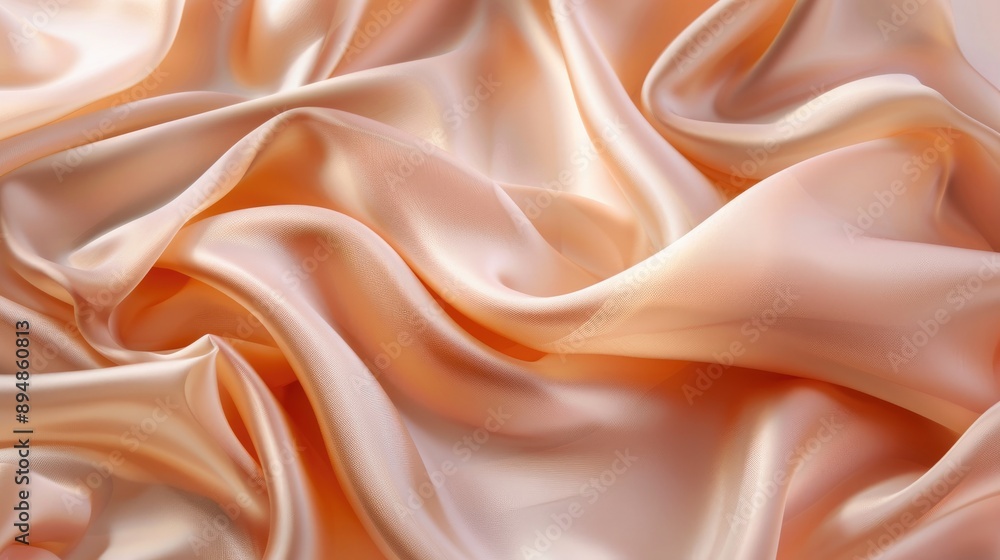 Tender peach beige silk satin fabric with soft drapery and gentle fold. Tender peach beige silk satin fabric with soft drapery and gentle fold.