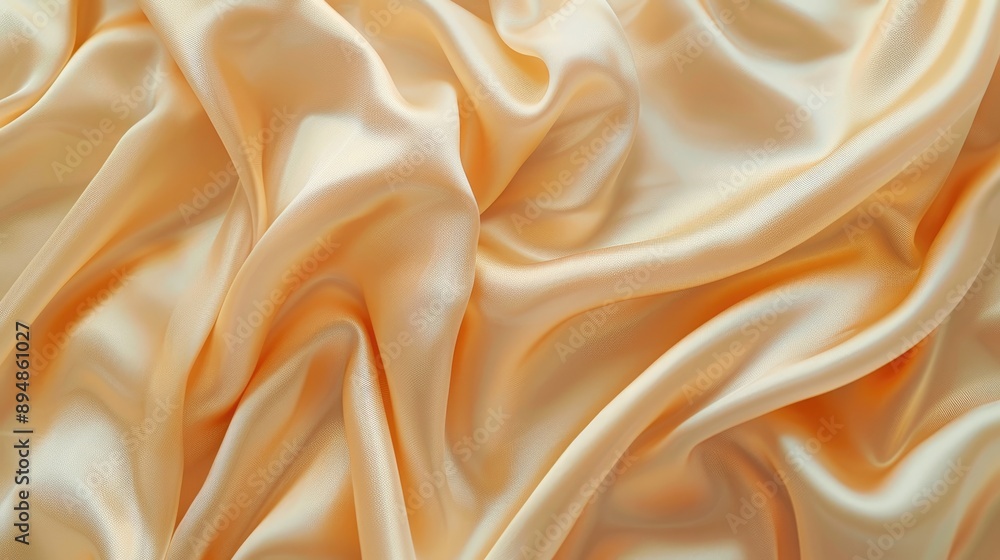 Tender peach beige silk satin fabric with soft drapery and gentle fold. Tender peach beige silk satin fabric with soft drapery and gentle fold.