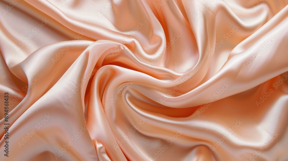 Tender peach beige silk satin fabric with soft drapery and gentle fold. Tender peach beige silk satin fabric with soft drapery and gentle fold.