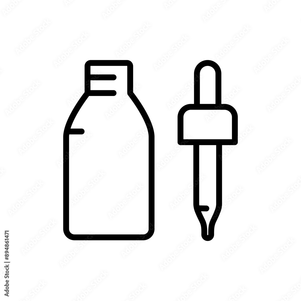 Dropper, bottle with pipette simple line icon. Beauty essence, serum or essential oil. Vector illustration for beauty shop. Dropper, bottle with pipette simple line icon. Beauty essence, serum or essential oil. Vector illustration for beauty shop.