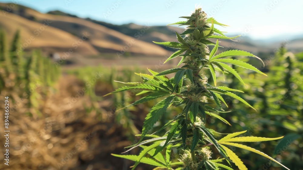 Serene Landscape View of Cannabis Plant Growing in Natural Environment under Sunlight for Botanical Studies and Nature Projects Serene Landscape View of Cannabis Plant Growing in Natural Environment under Sunlight for Botanical Studies and Nature Projects