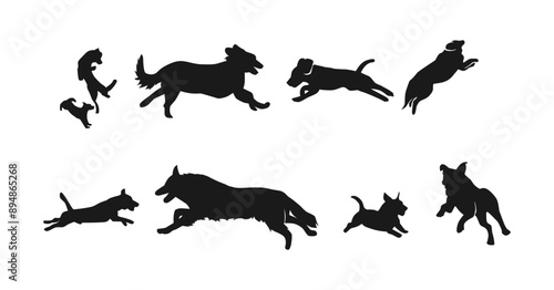 vector illustration of running dog silhouette