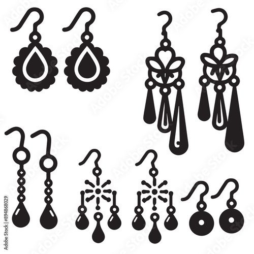 set of earrings icon illustration on a white backgraound.eps 10.