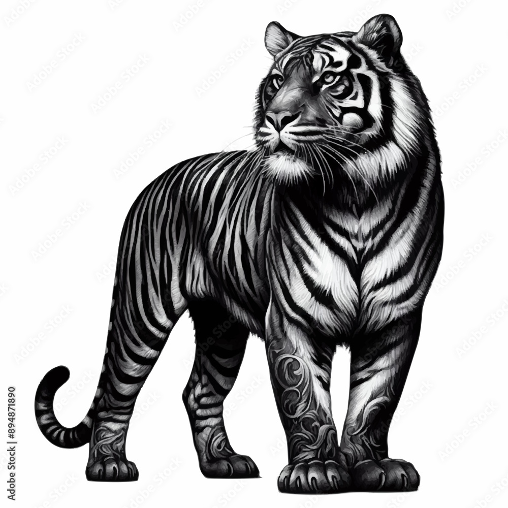 tiger standing tattoo design illustration tiger standing tattoo design illustration