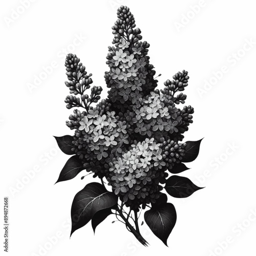 lilac flower tattoo design illustration