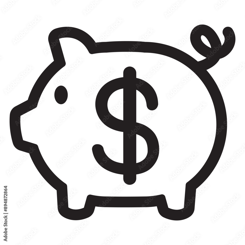 Fototapeta premium Saving icon in thin line style. Vector illustration graphic design