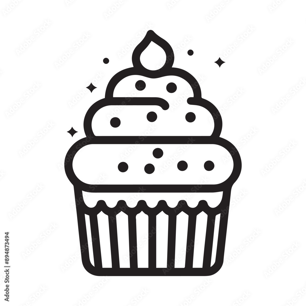 Hand-drawn cupcake icon with white background Hand-drawn cupcake icon with white background