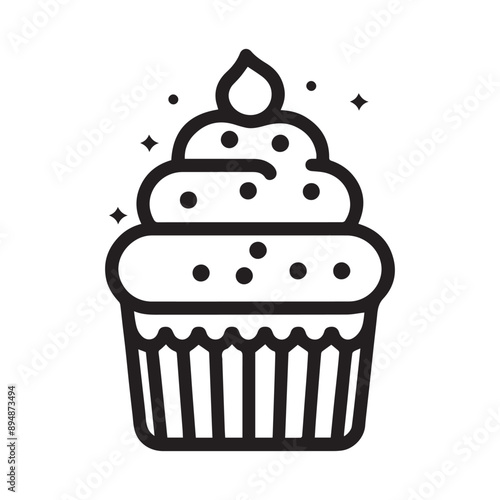  Hand-drawn cupcake icon with white background