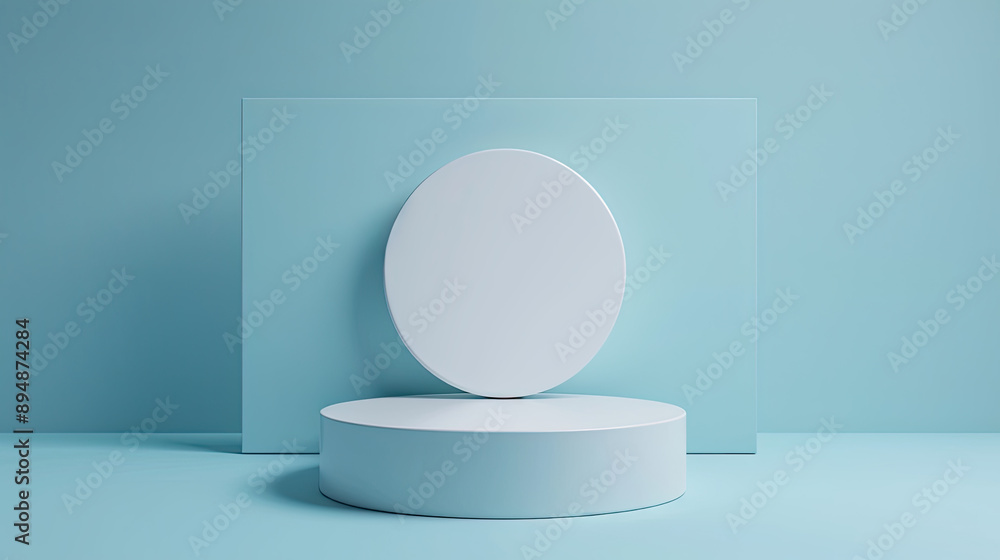 Minimalist display with geometric shapes on a soft blue background, perfect for product showcases or creative presentations. Minimalist display with geometric shapes on a soft blue background, perfect for product showcases or creative presentations.