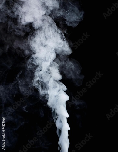 White Smoke Fragments on Black Background