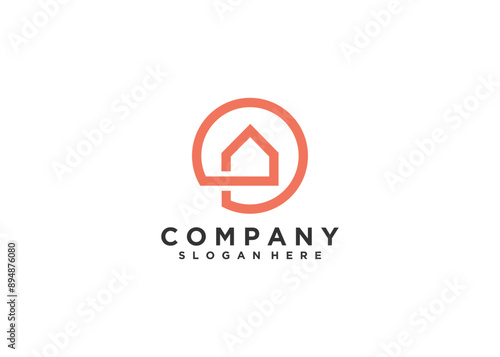 Initial Letter O logo with House Icon for Real Estate Property Logo Design