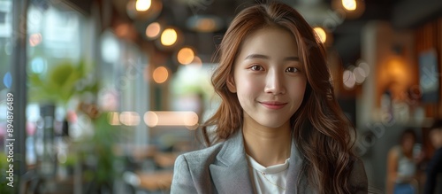 Smiling Young Woman in a Cafe