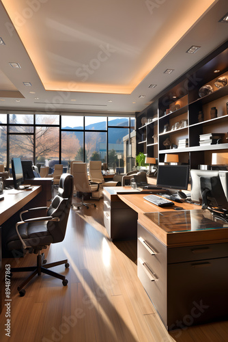 Modern DM Office Interior with a Spectacular Cityscape View