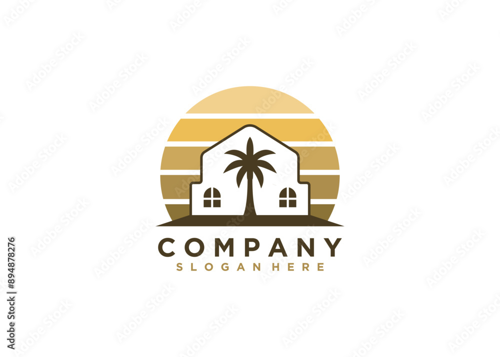 Palm house logo design vector icon Palm house logo design vector icon