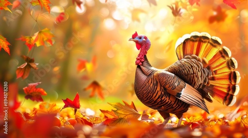 Happy Thansgiving day. Turkey bird banner background generated by ai photo