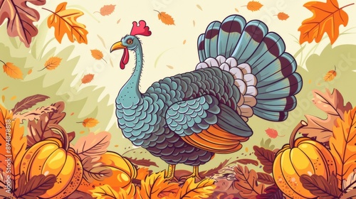 Happy Thansgiving day. Turkey bird banner background generated by ai