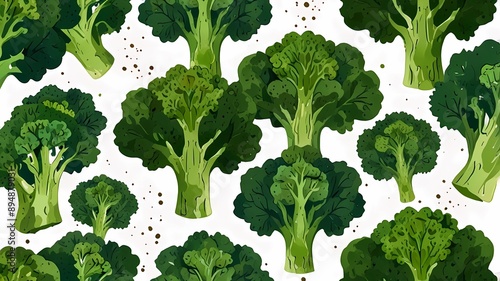 cartoon illustration of green broccoli for food on screen background