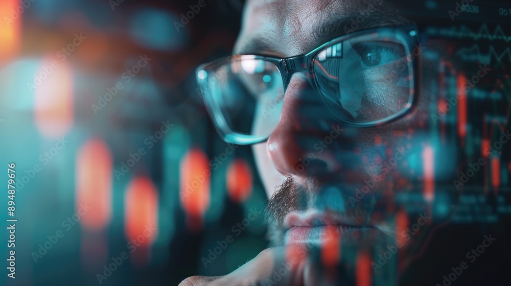 Mitigating risk in working capital through stock shares close up, corporate finance, surreal, Double exposure, business office backdrop Mitigating risk in working capital through stock shares close up, corporate finance, surreal, Double exposure, business office backdrop