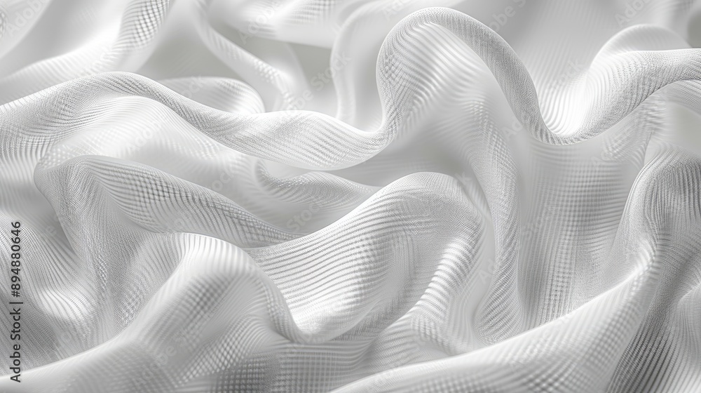 Soft, white fabric with delicate, linear texture patterns. Soft, white fabric with delicate, linear texture patterns.
