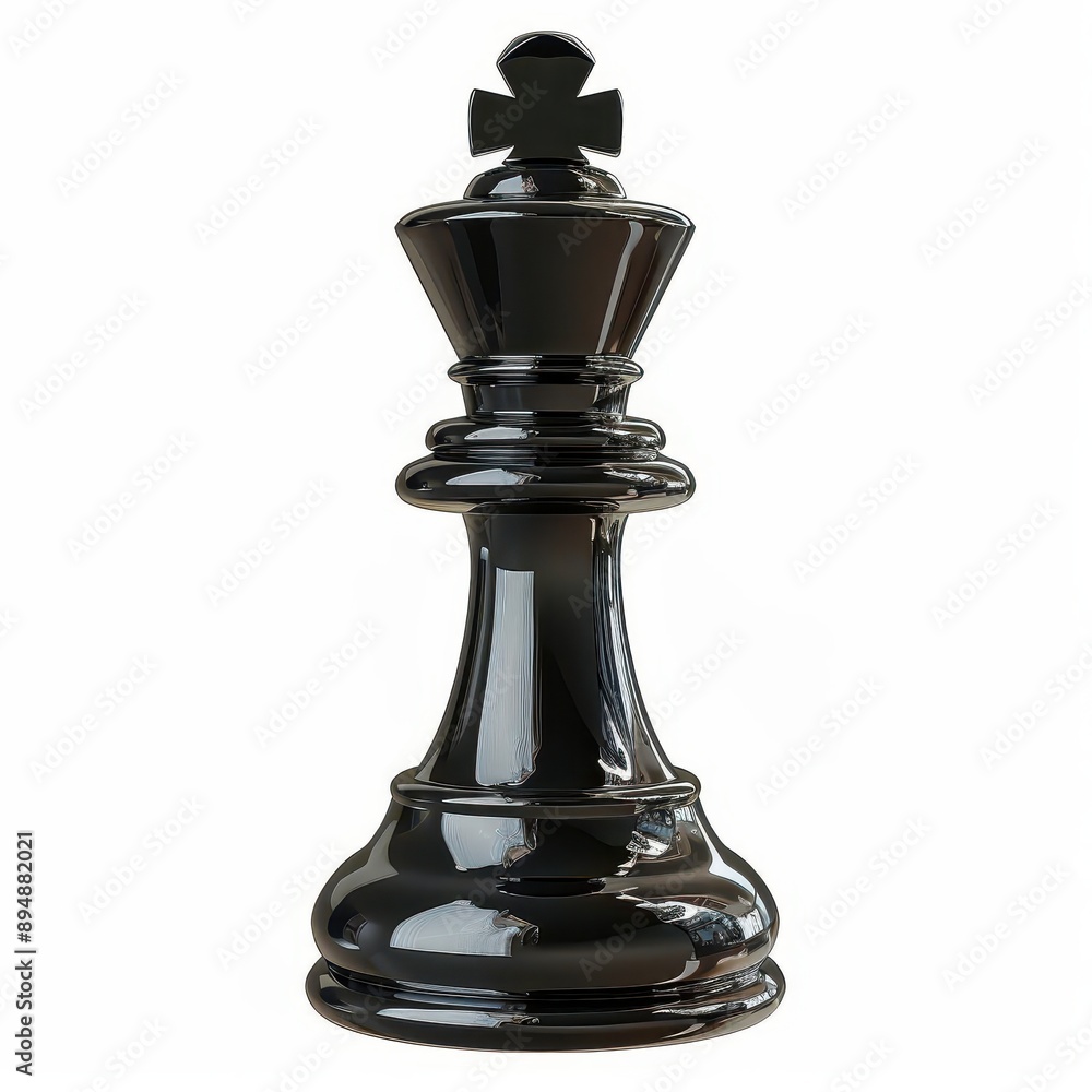 Black king chess piece isolated on a white background. A symbol of power and strategy in the game of chess. Black king chess piece isolated on a white background. A symbol of power and strategy in the game of chess.