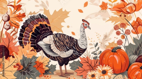 Happy Thansgiving day. Turkey bird banner background generated by ai