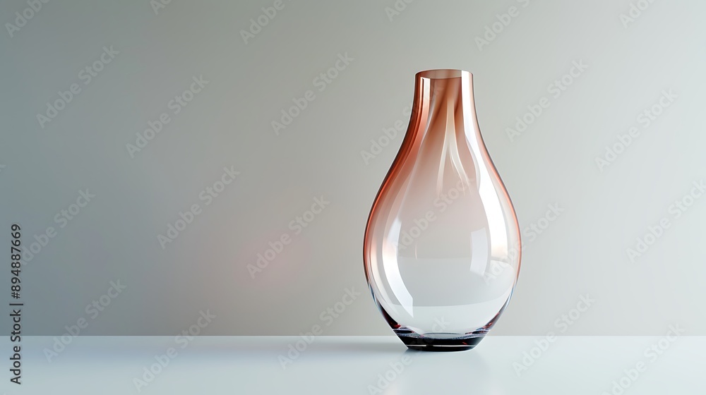 Hand-blown glass vase with a unique shape and subtle color gradient standing on a white surface The vase's delicate craftsmanship is highlighted by the minimalistic background Hand-blown glass vase with a unique shape and subtle color gradient standing on a white surface The vase's delicate craftsmanship is highlighted by the minimalistic background