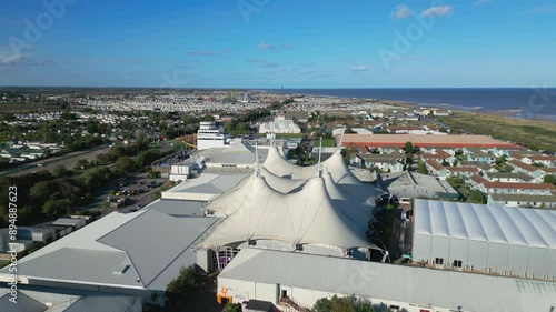 Aerial drone footage of the famous Butllins holiday camp based in the seaside town of Skegness Lancashire, UK photo