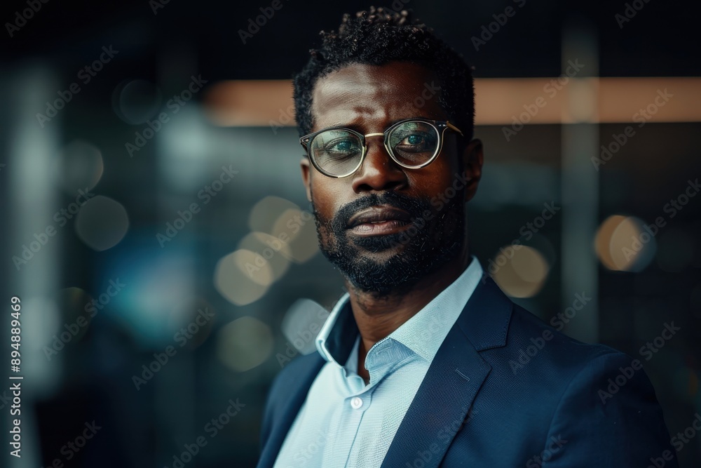 A confident man wearing a suit and glasses poses in a modern office setting, illustrating professionalism, success, and focus in a corporate environment. A confident man wearing a suit and glasses poses in a modern office setting, illustrating professionalism, success, and focus in a corporate environment.