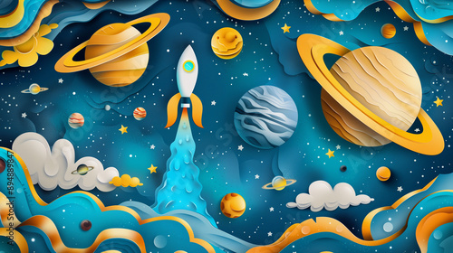 childrens wallpaper with space theme and planets
