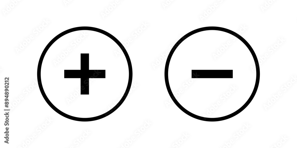 Plus minus icon set. Plus and minus sign. Flat illustration of vector icon on white background Plus minus icon set. Plus and minus sign. Flat illustration of vector icon on white background