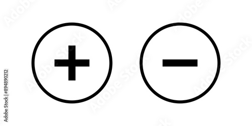 Plus minus icon set. Plus and minus sign. Flat illustration of vector icon on white background